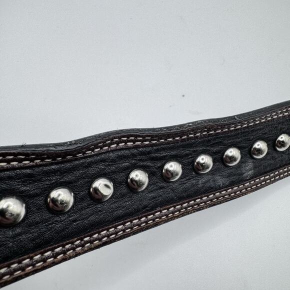 Ariat Limited Edition 2007 Black Brown Leather Studded Belt Metal Hardware 34/85 - Picture 11 of 16